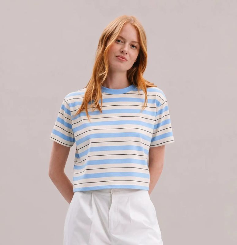 relaxed crop stripe tee