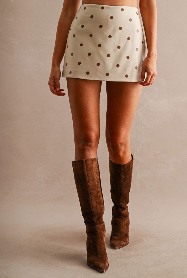 isabella polka dot leather skort