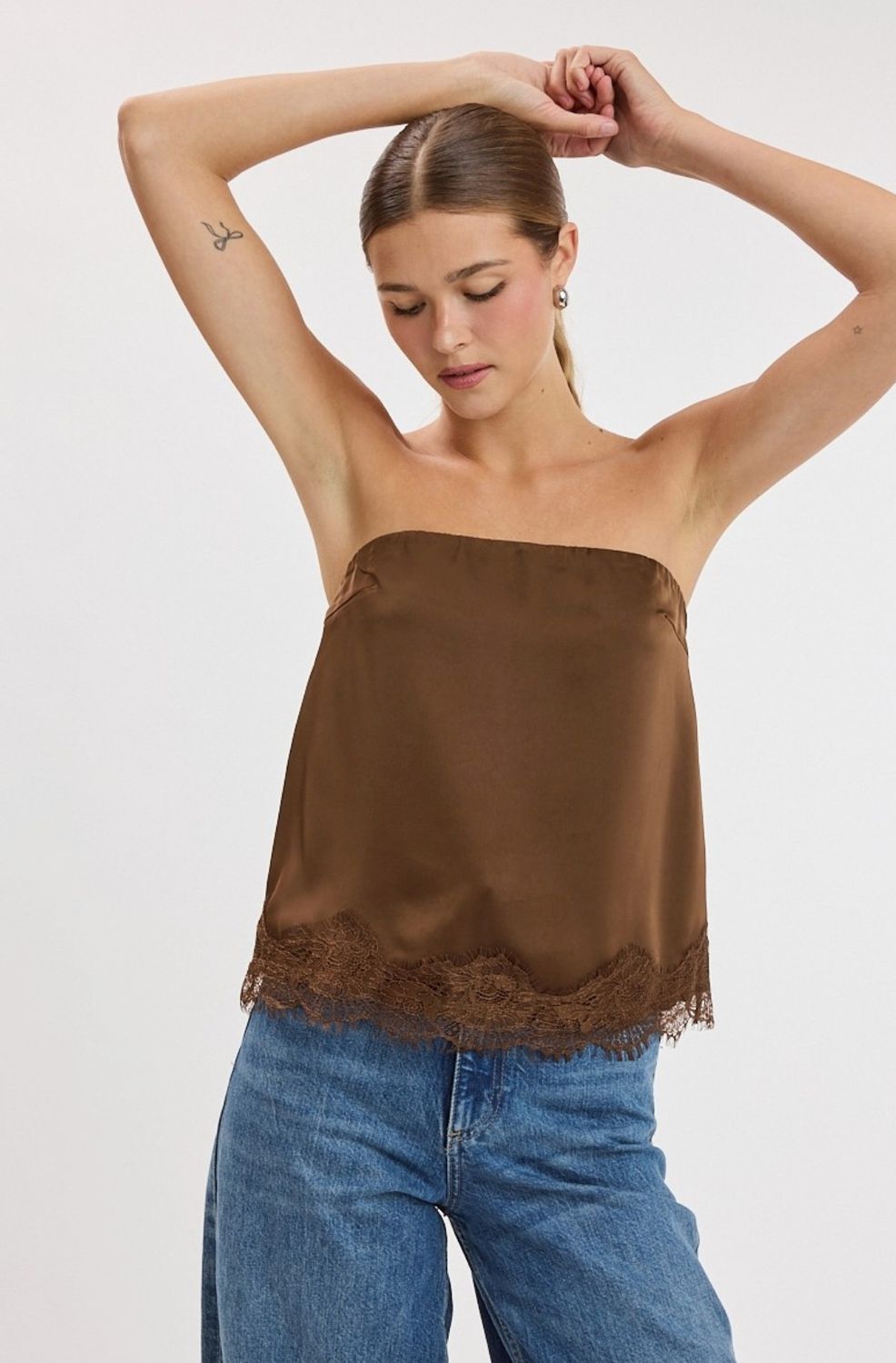 allie satin &amp; lace tube top