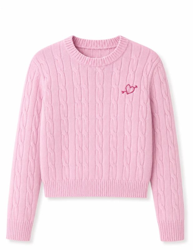 leighton cable knit heart sweater