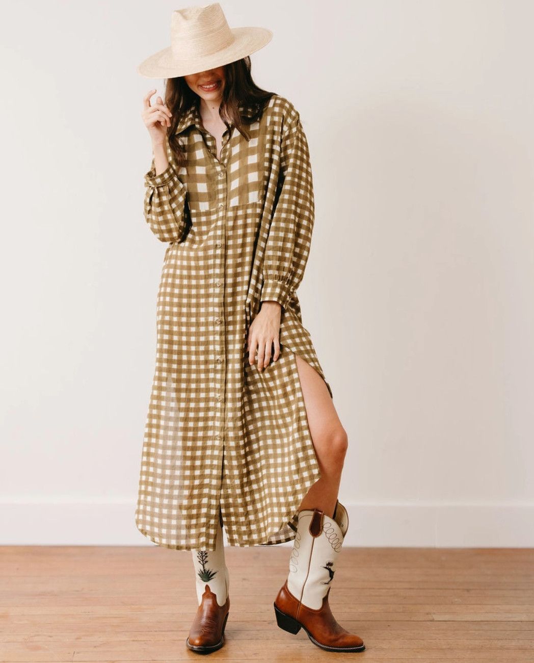 painted gingham hadley dress