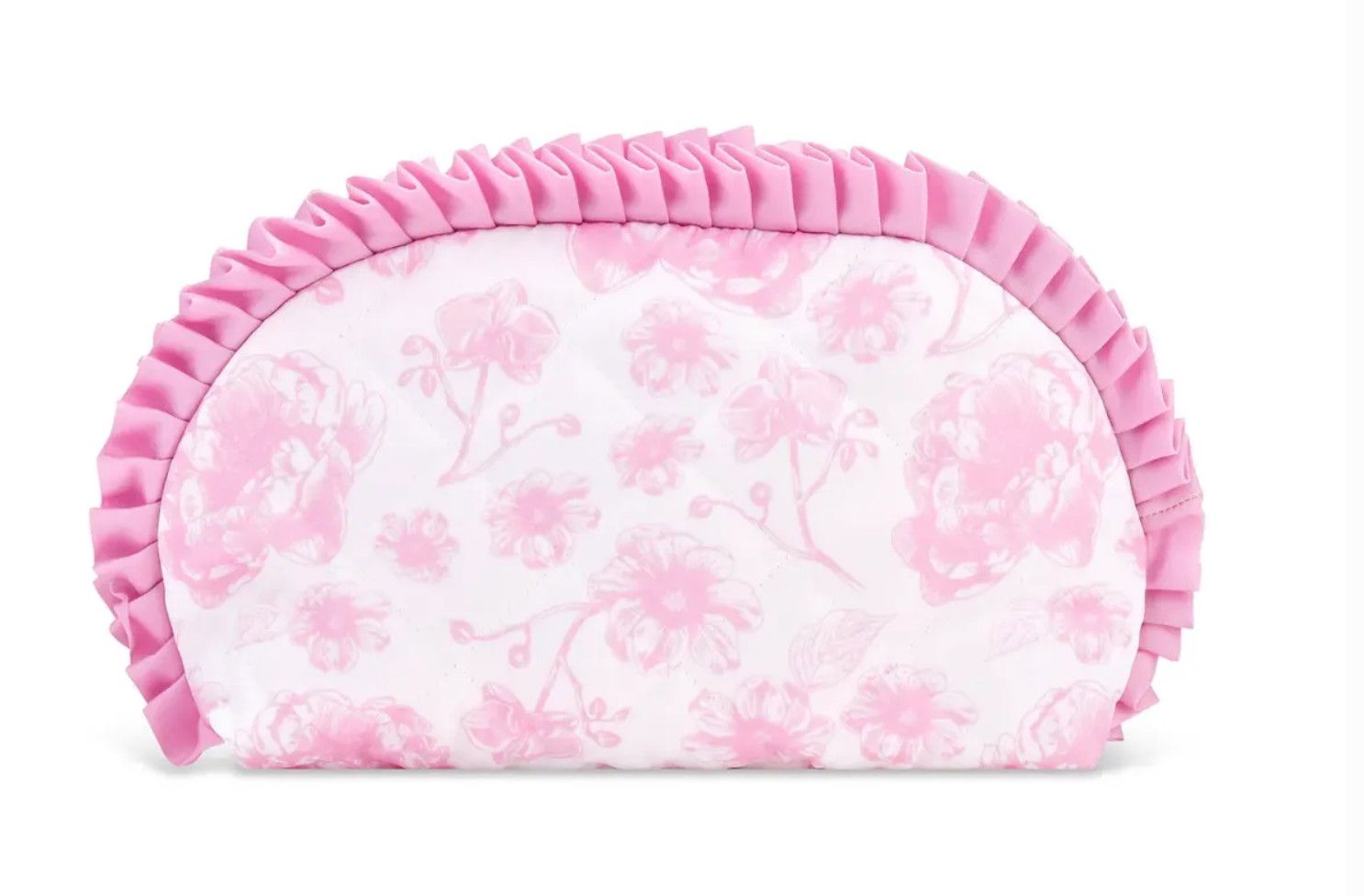 pretty pink toile oval cosmetic bag
