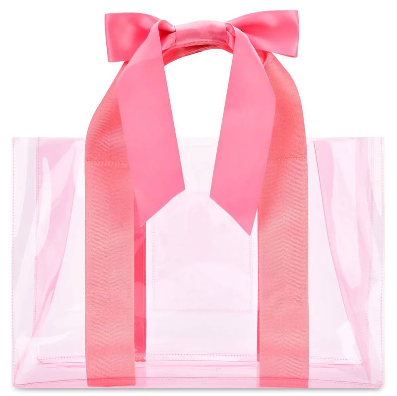 pink bow clear tote bag