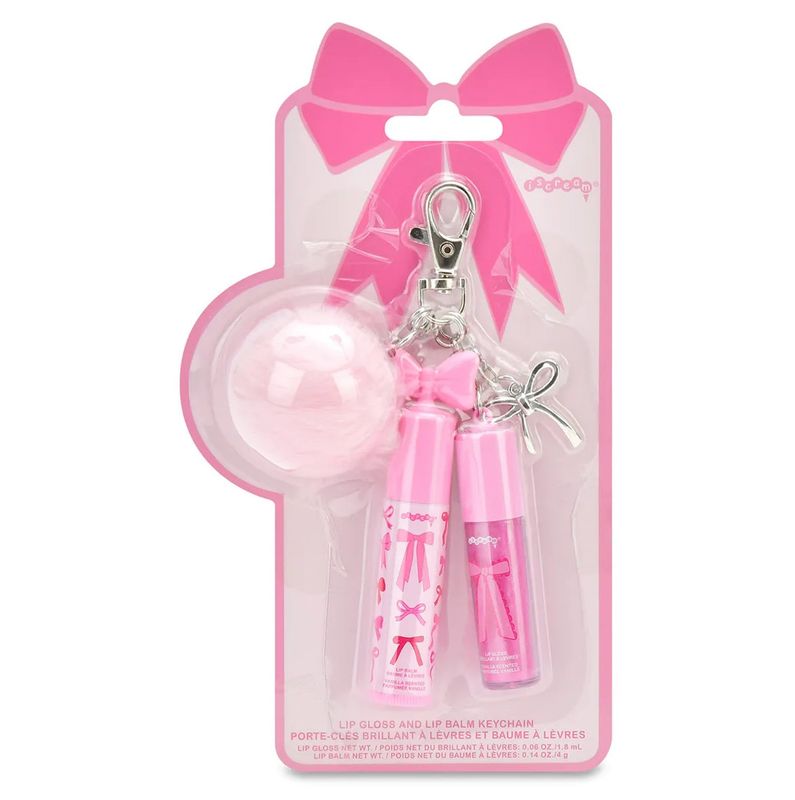 bow lip gloss and balm keychain set