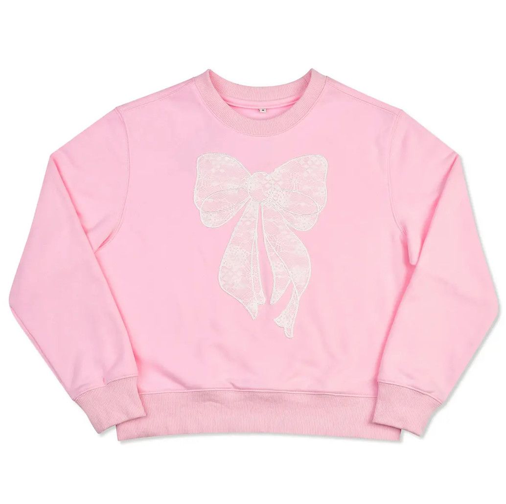 lace bow pink sweatshirt