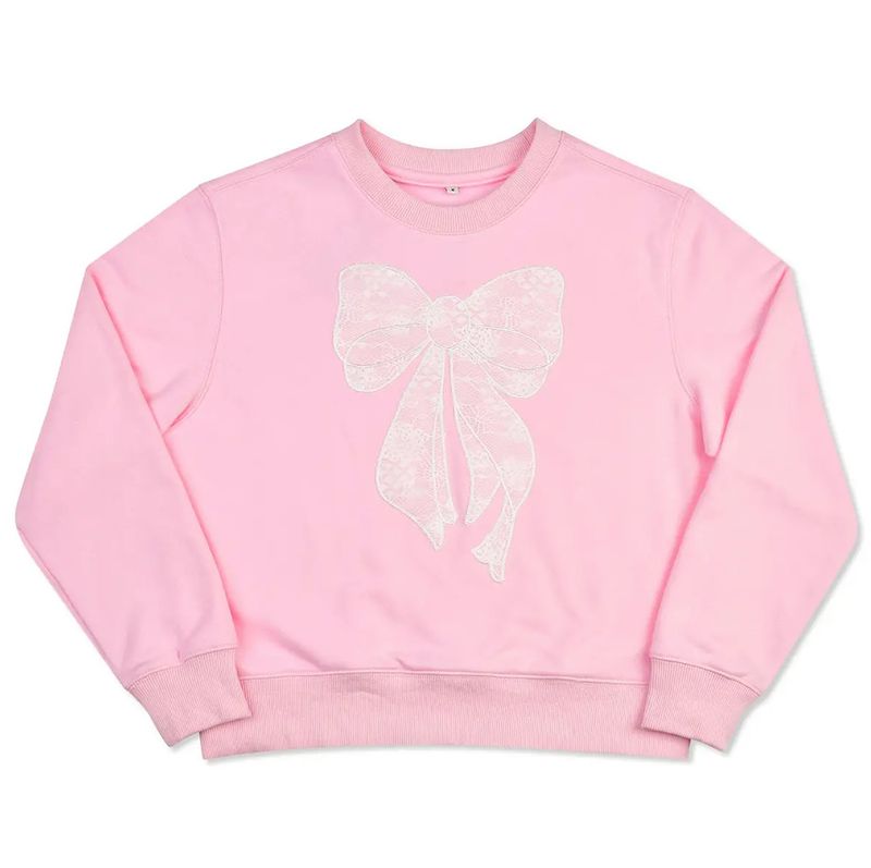 lace bow pink sweatshirt