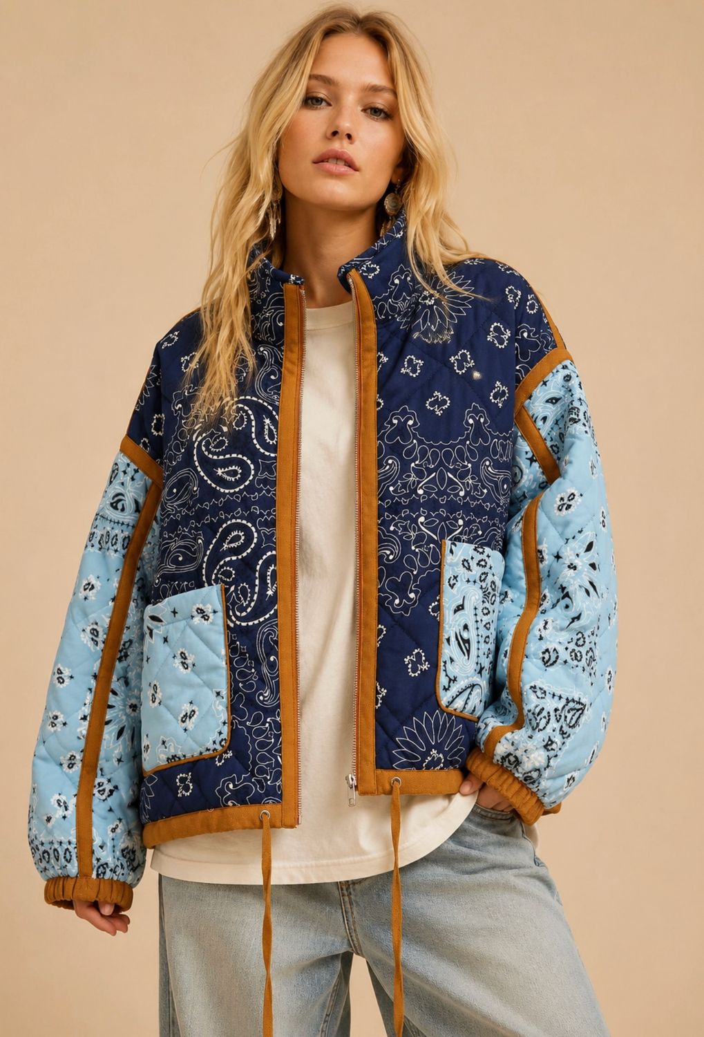 bandana colorblock jacket