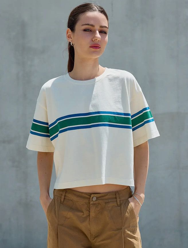retro stripe boxy tee