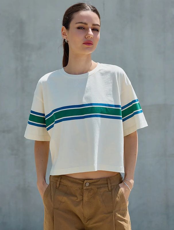 retro stripe boxy tee