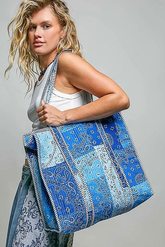 bandana quilted roomy tote