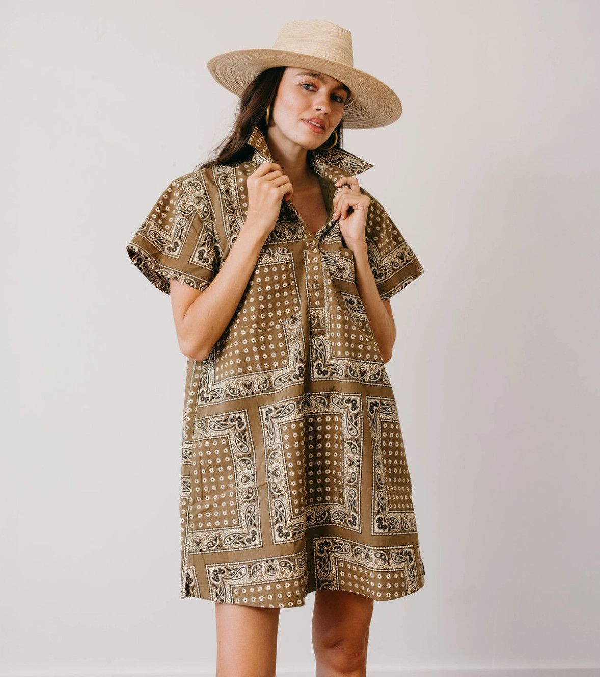 olive bandana mini dress