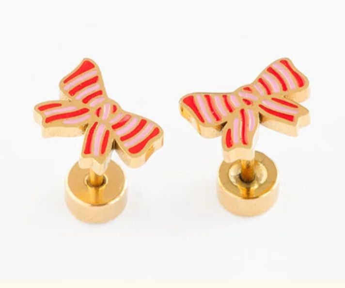 striped bow studs