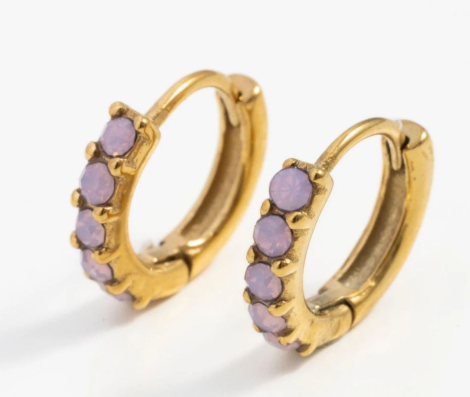 dainty pink opal hoops