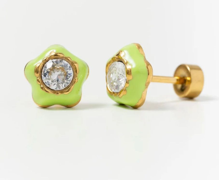 flower enamel gem studs
