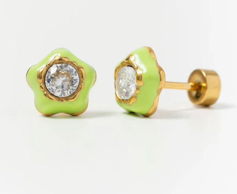 flower enamel gem studs
