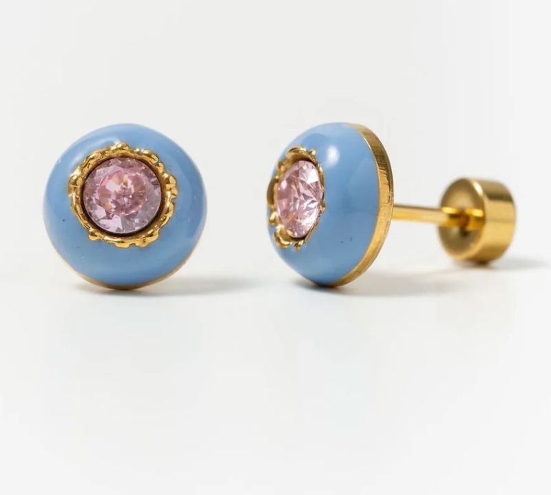 round enamel gem studs