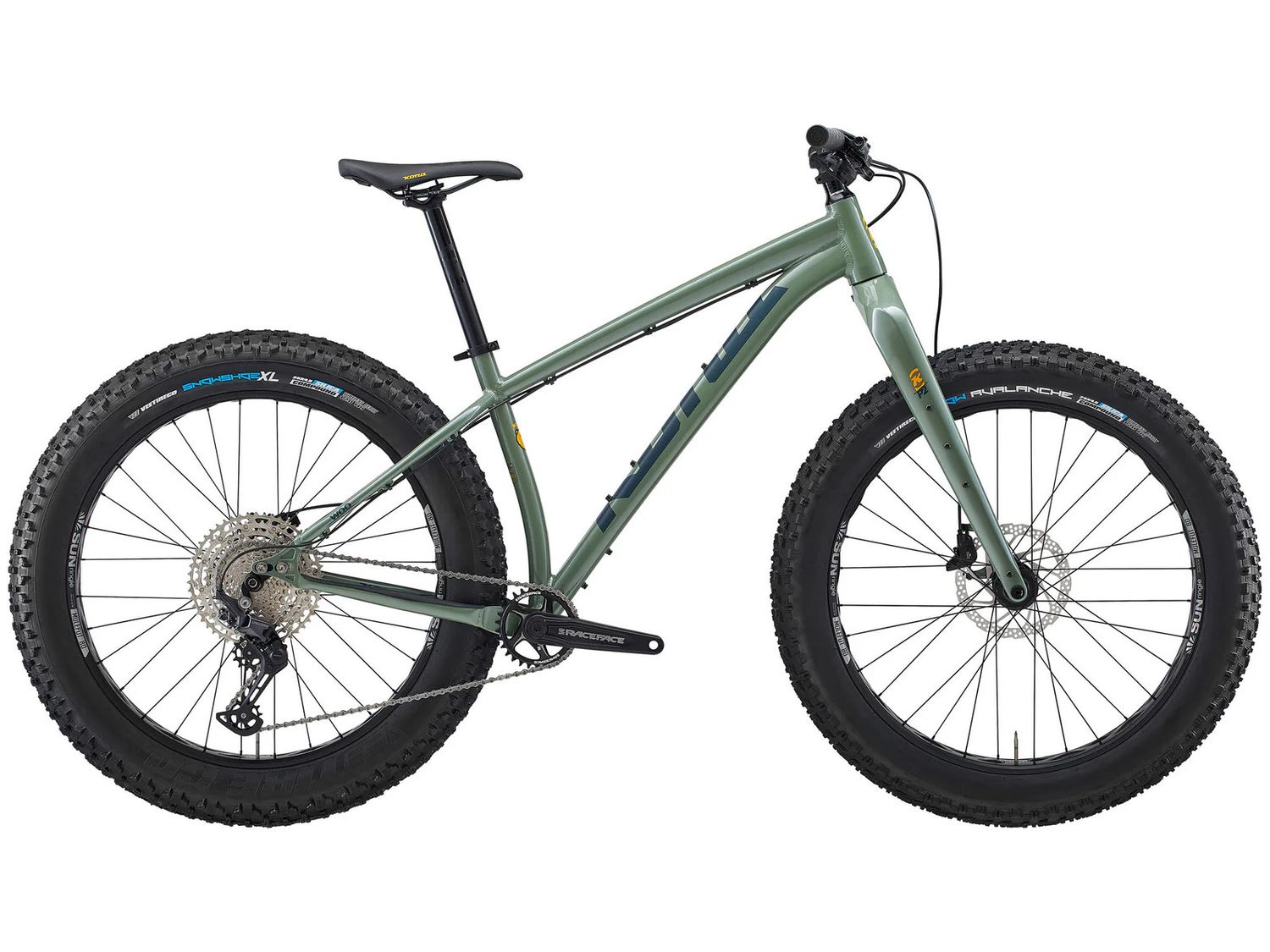 Kona Woo Gloss Metallic Green w/ Black Forest &amp; Indicator Yellow Decals Large