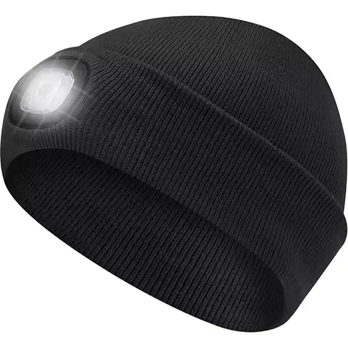 5678 BLACK KNIT TOQUE WITH LED HEADLIGHT