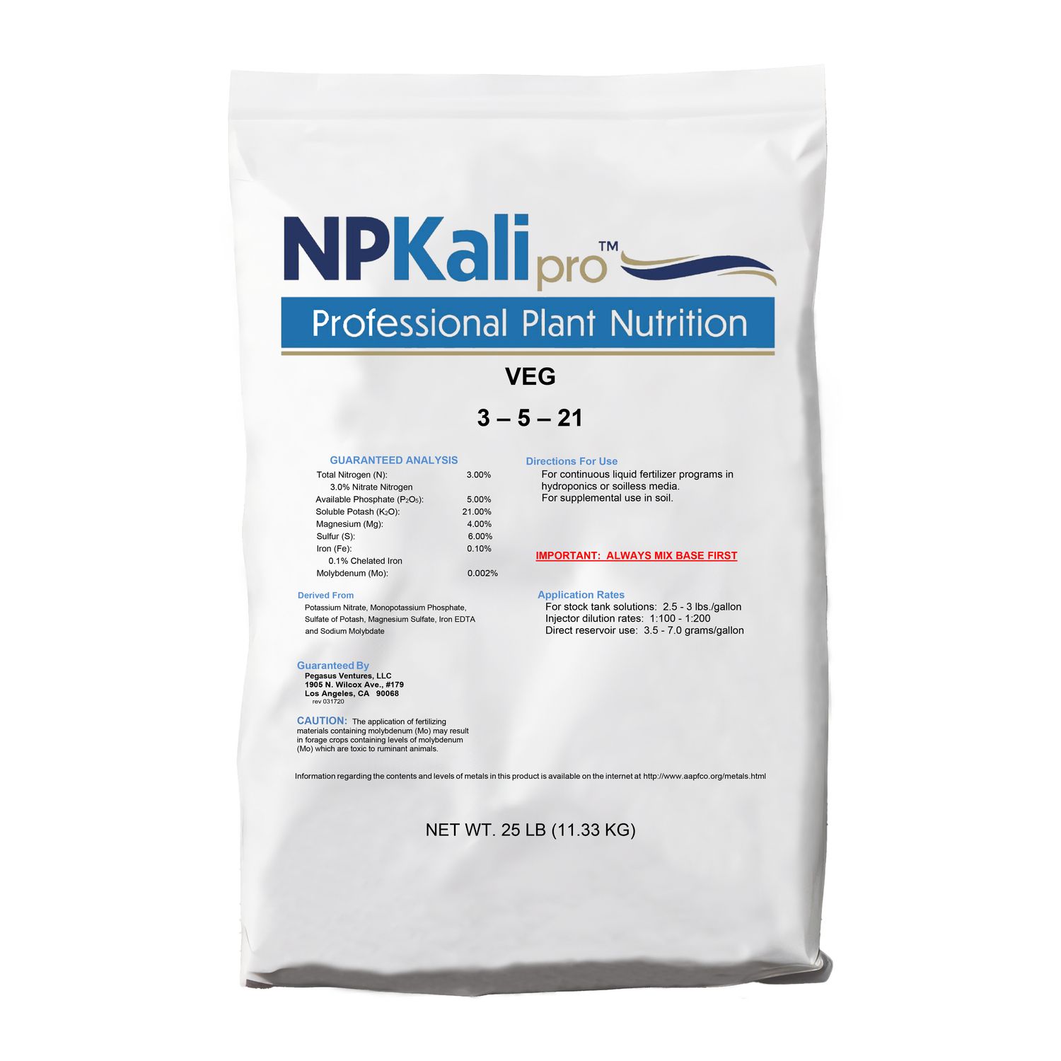 NPKali Pro Veg, Size: 25 lb Bag