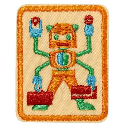 Senior Showcasing Robot Badge