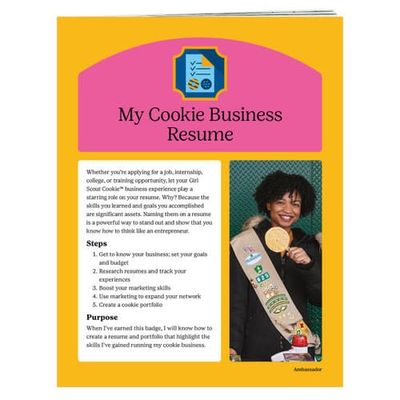 Badge Requirements - Ambassador My Cookie Business Resume