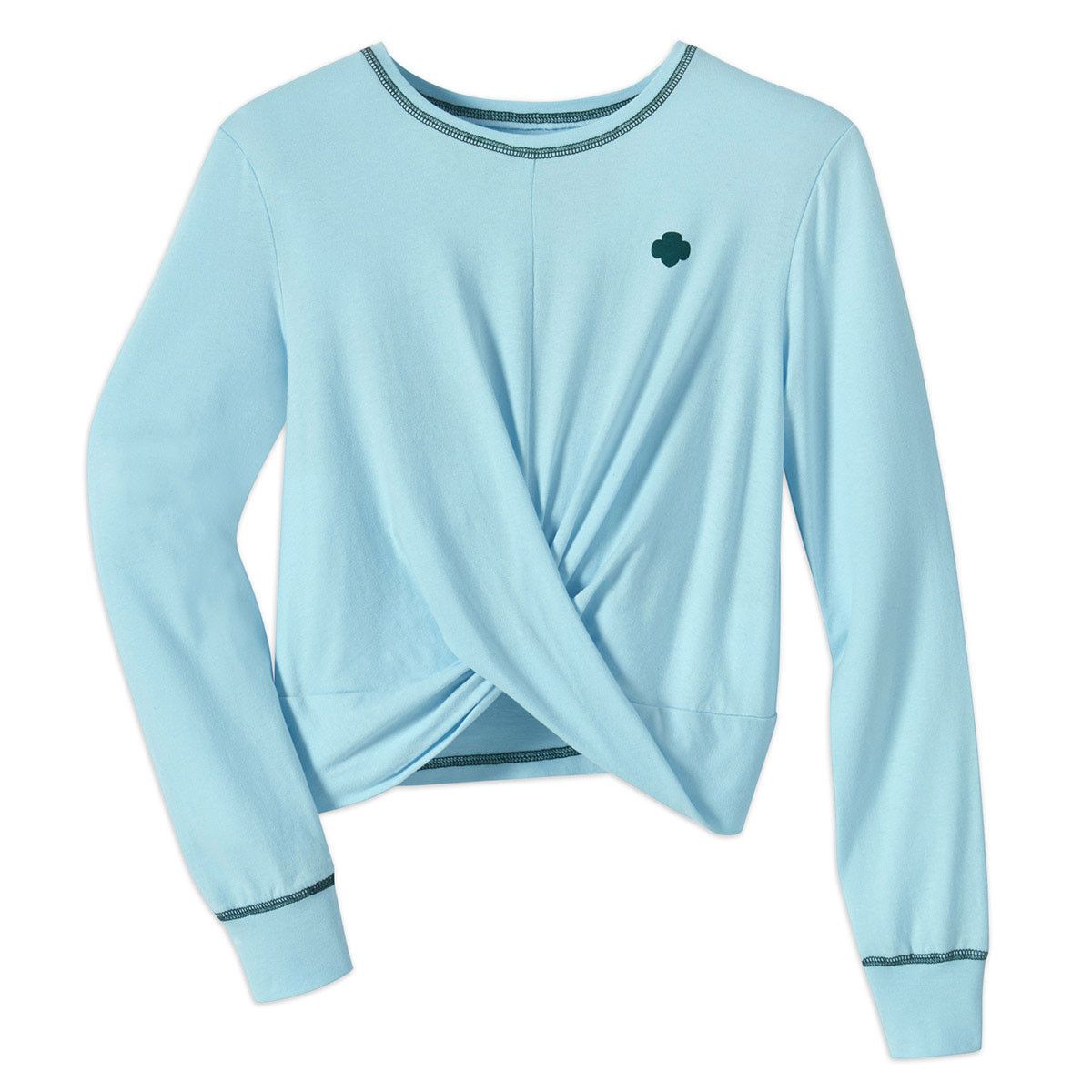 Sky Blue Twist Front Long Sleeve T-Shirt