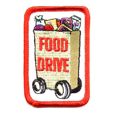 Food Drive Fun Patch - red grocery bag