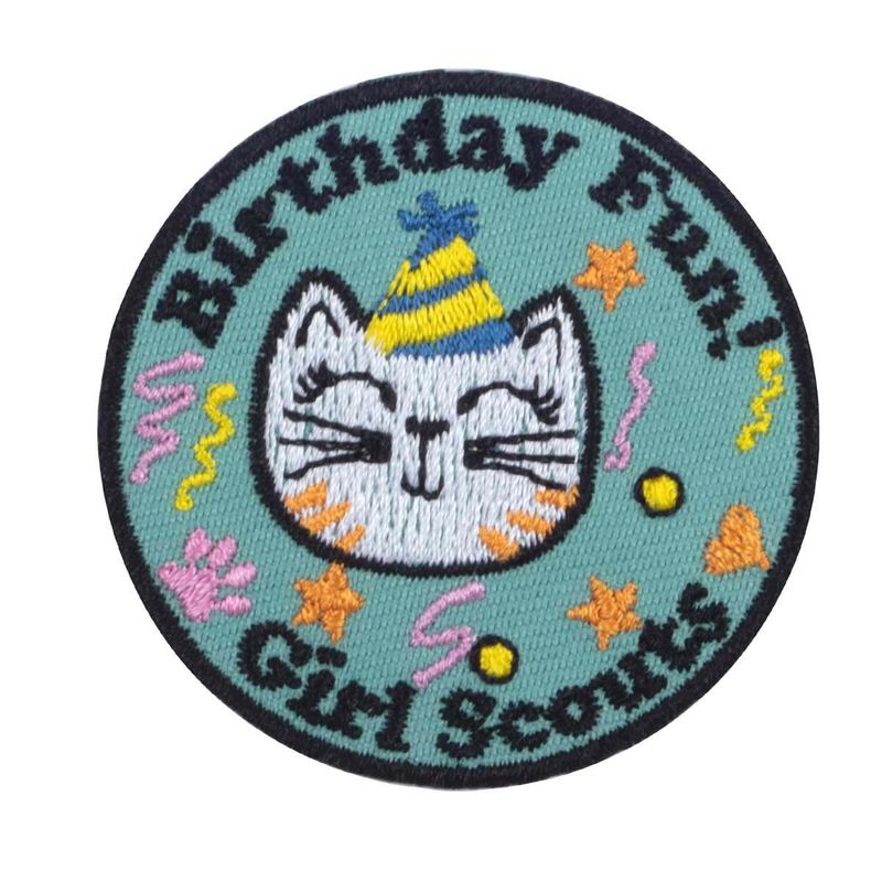 Birthday Fun Cat Iron-On Fun Patch