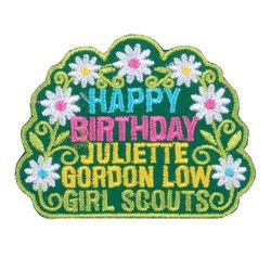Happy Birthday Juliette Gordon Low (green flowers) Iron On Patch