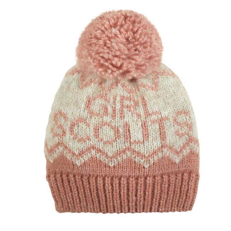 Girl Scout Pom Pom Hat - Pink and White