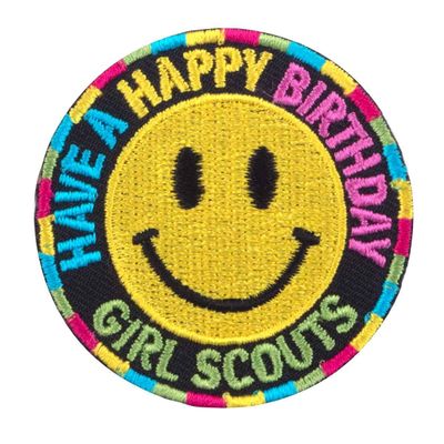 Happy Birthday Smiley Face Iron-On Fun Patch