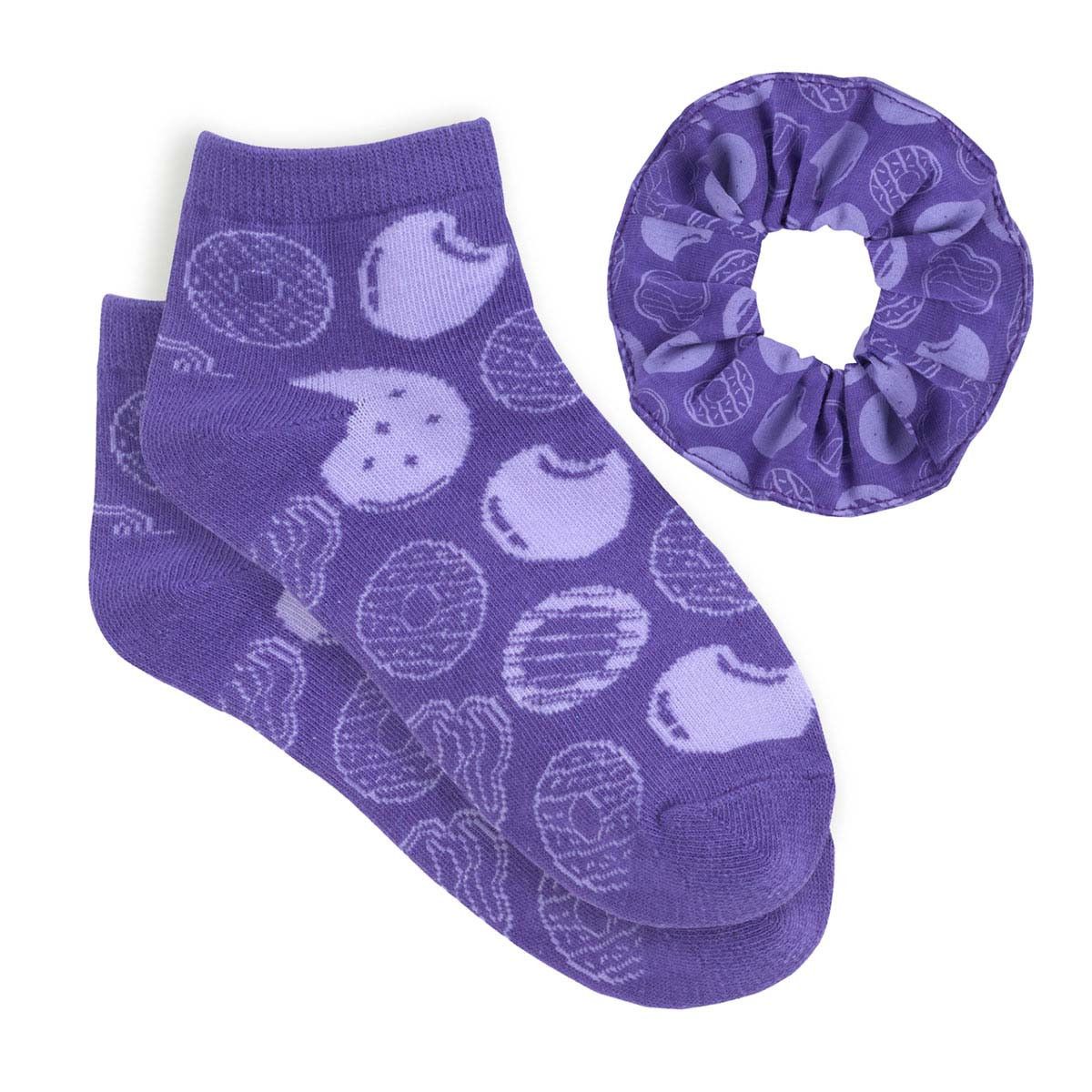 Purple Cookies Ankle Socks and Scrunchie Set