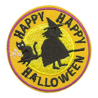 Happy Happy Halloween Fun Patch (witch on broom)