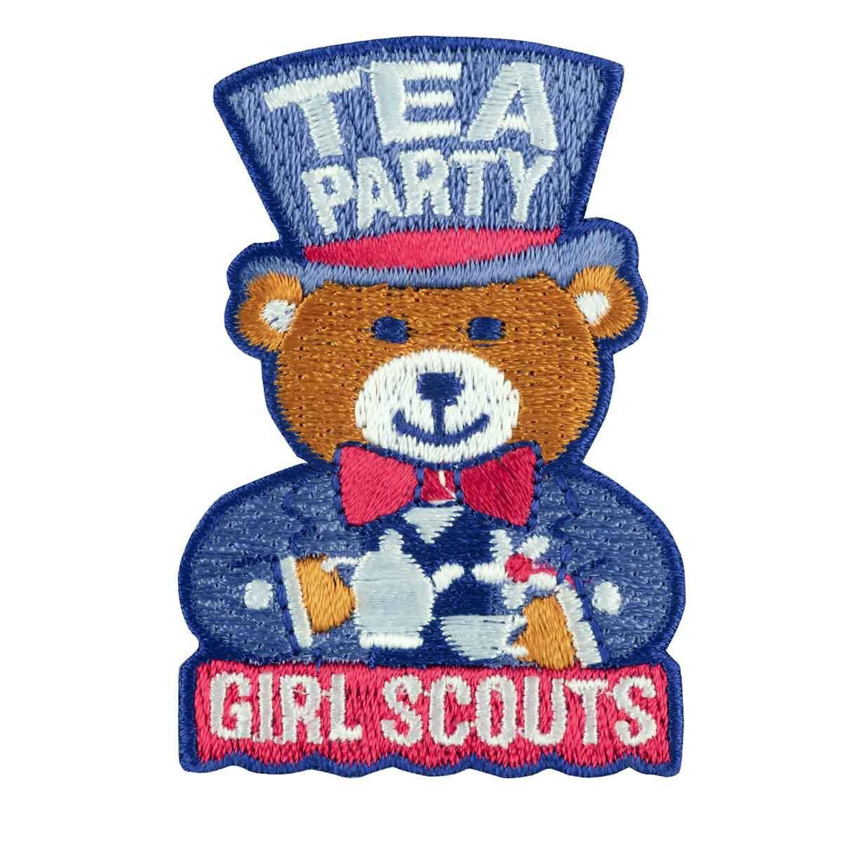 Tea Party Iron-On Patch - Bear in Hat