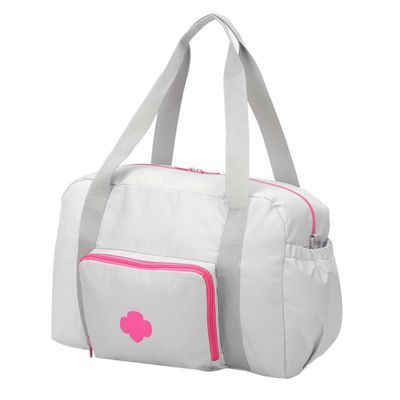 Gray and Pink Foldable Duffle Bag