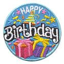 Happy Birthday Fun Patch (round blue)
