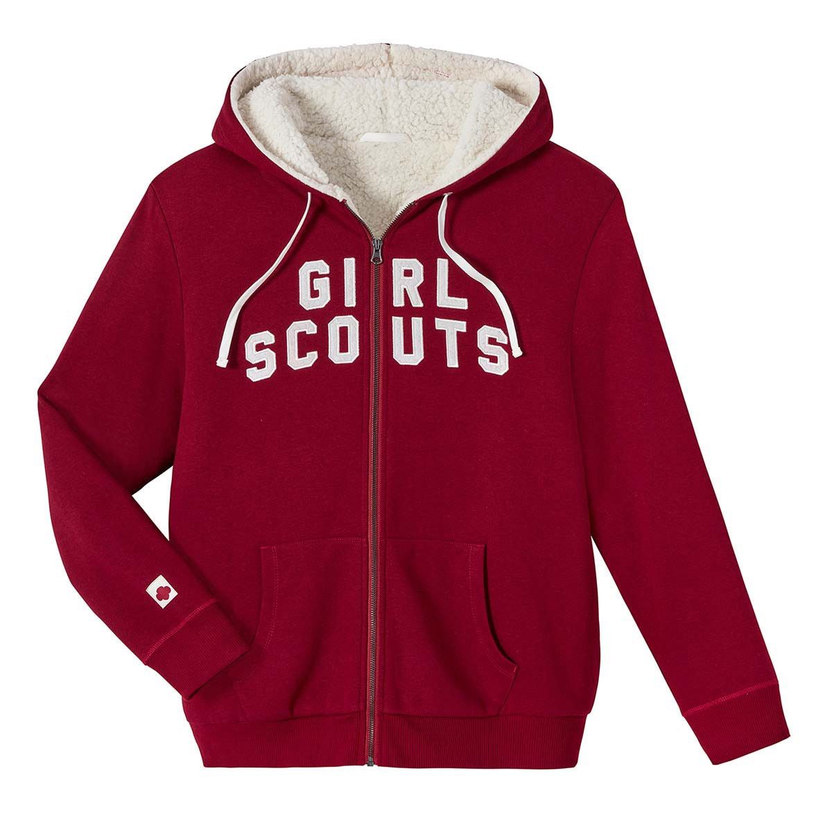 Red Fleece-Lined Zip-Up Hoodie