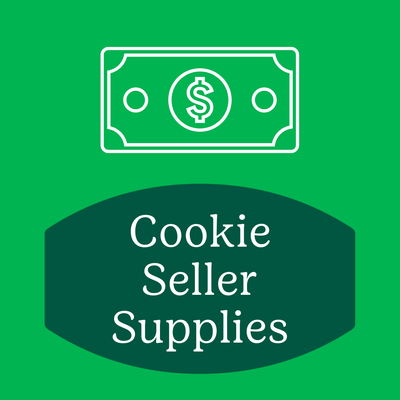Cookie Seller Supplies to elevate your cookie booth! Shop tablecloths, banners, yard signs, aprons, money bags, and more!