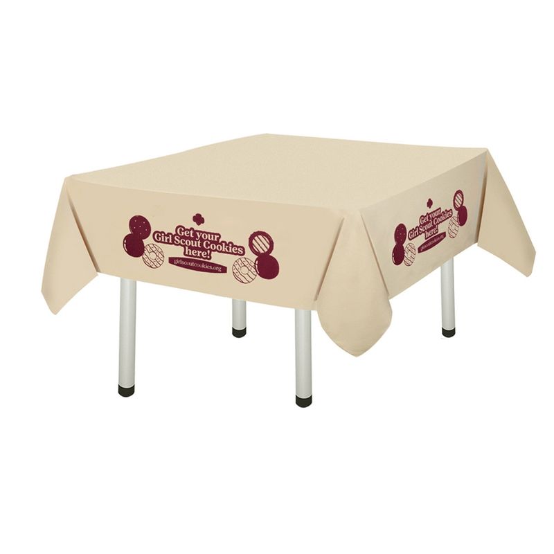 Cookie Table Cloth - Khaki and Pink - 60&quot;x60&quot;