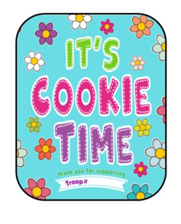 Foldable Cookie Sign - It&#39;s Cookie Time (Blue Flowers)