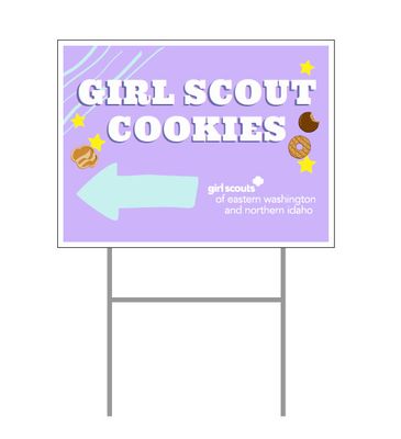 Girl Scout Cookies Yard Sign - Lavender Arrow
