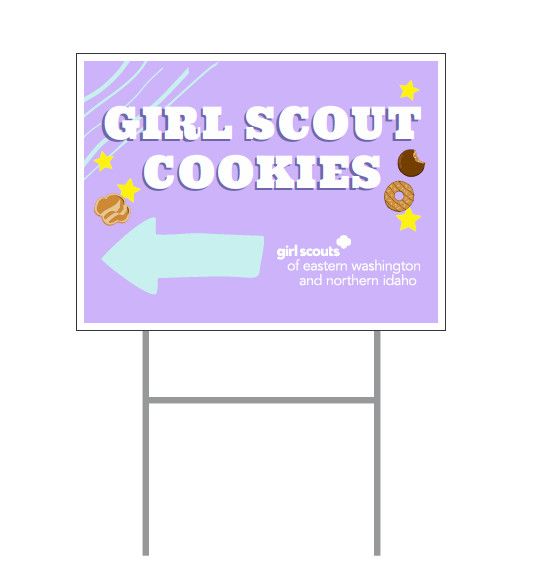 Girl Scout Cookies Yard Sign - Lavender Arrow