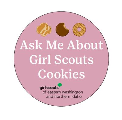 Ask Me About Girl Scout Cookies 2.25&quot; Button Pin - Pink