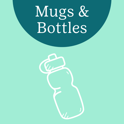 Mugs, Water Bottles, and Drinkware
