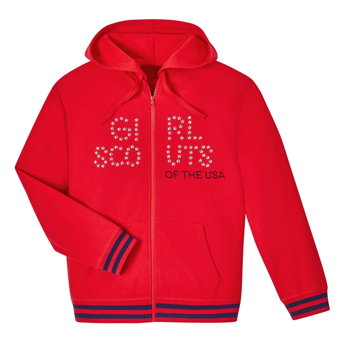 Red Studded Stars Zip-Up Hoodie
