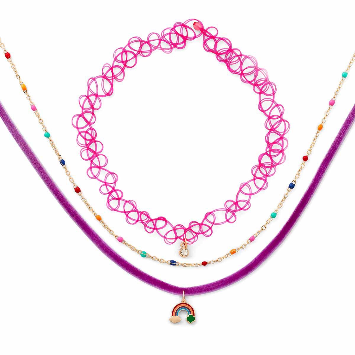 Rainbow Pink Multi Necklace 3 Pack