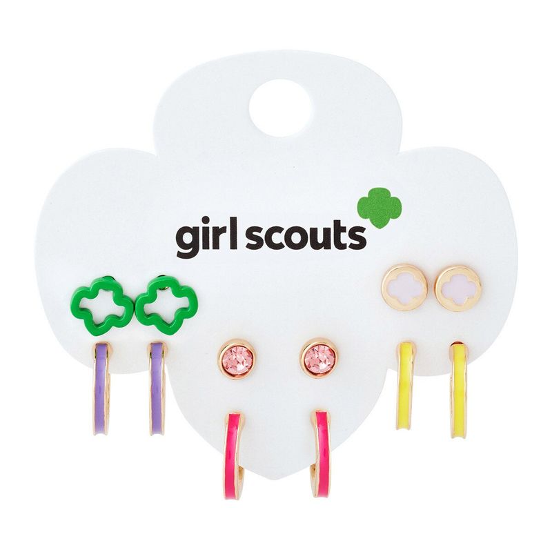 Trefoil Studs and Hoops Earring Set - 6 Pair