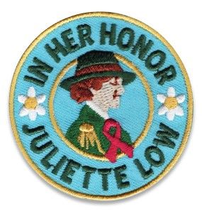 In Her Honor - Juliette Low Breast Cancer Awareness Fun Patch (Round)
