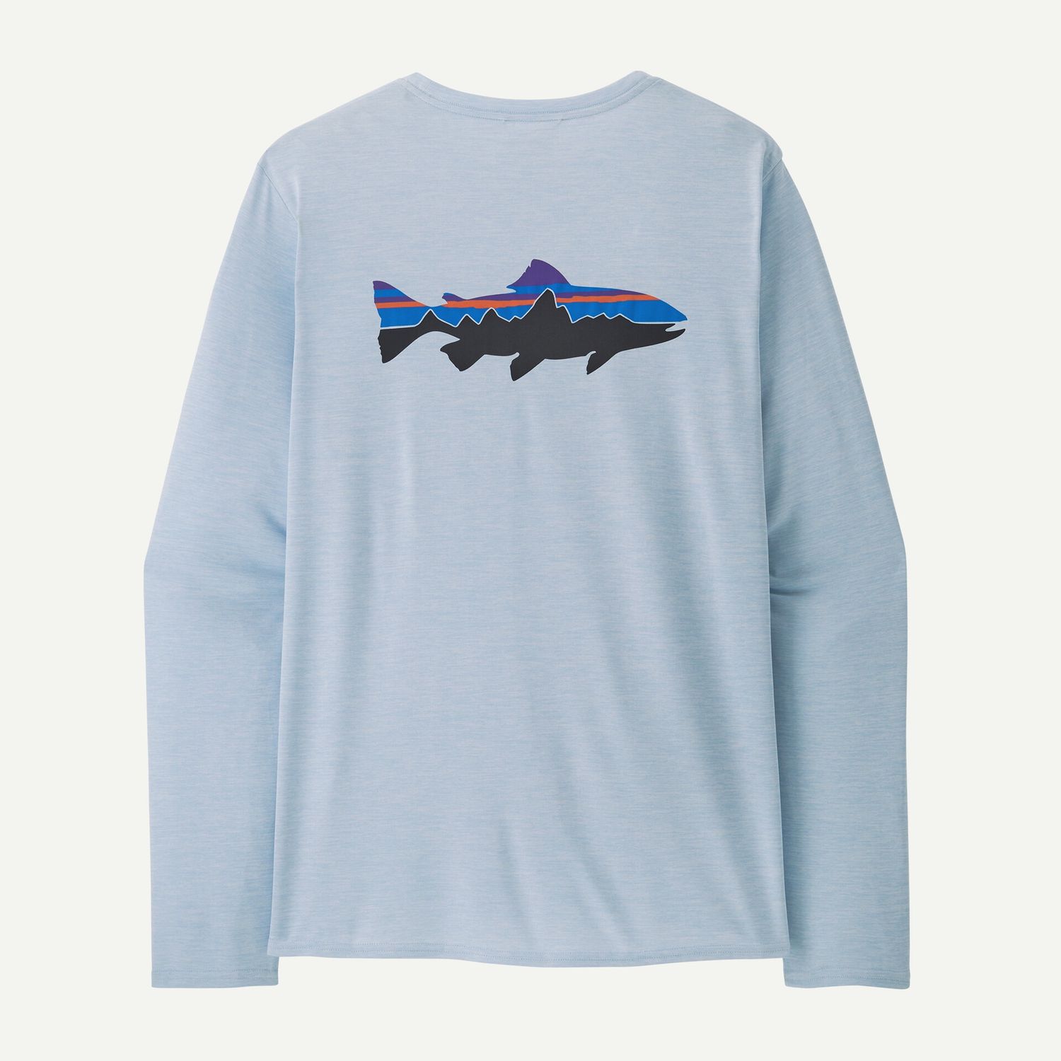 Patagonia Men&#39;s Long-Sleeved Capilene® Cool Daily Graphic Shirt - Waters, Color: Fitz Roy Trout: Fleck Blue, Size: Large