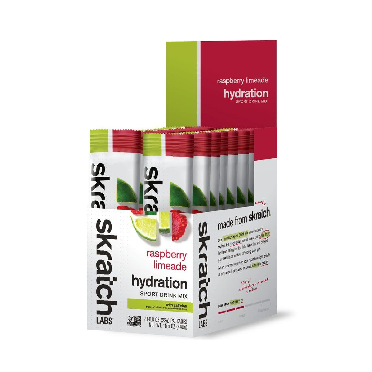Skratch Hydration - Single, Color: Raspberry Limeade with Caffeine